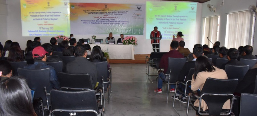 Capacity building training on ‘packaging for export of agri food, handloom and handicraft products of Nagaland,’ held at the Directorate of Industries & Commerce, Nagaland on February 18. (DIPR Photo)